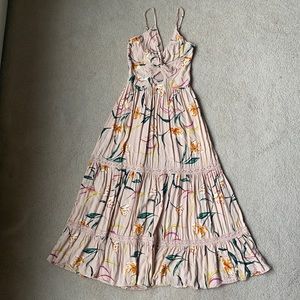 Angie Boho Peachy Pink Floral Maxi Dress